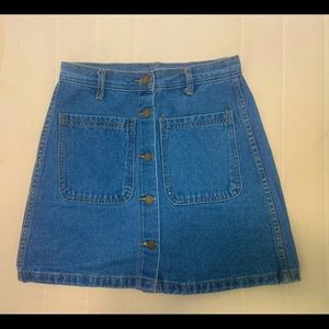Buttoned Denim Mini Skirt